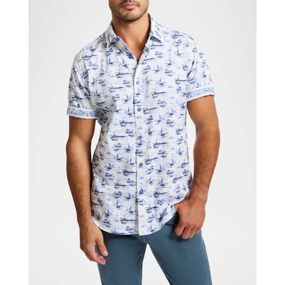 Robert Graham Men's Alboran Short-Sleeve Shirt Sz 2XL NWT Stretchy